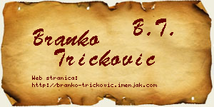 Branko Tričković vizit kartica